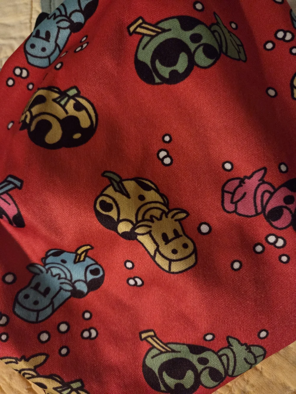 Kinder Red Reusable Kid Cloth Diaper Cover Unused Hungry Hippo As Cow Game Print